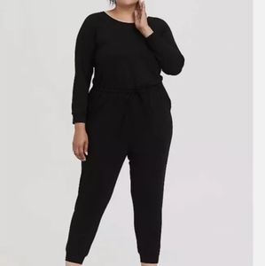 Torrid Black French Terry Drawstring  Jumpsuit